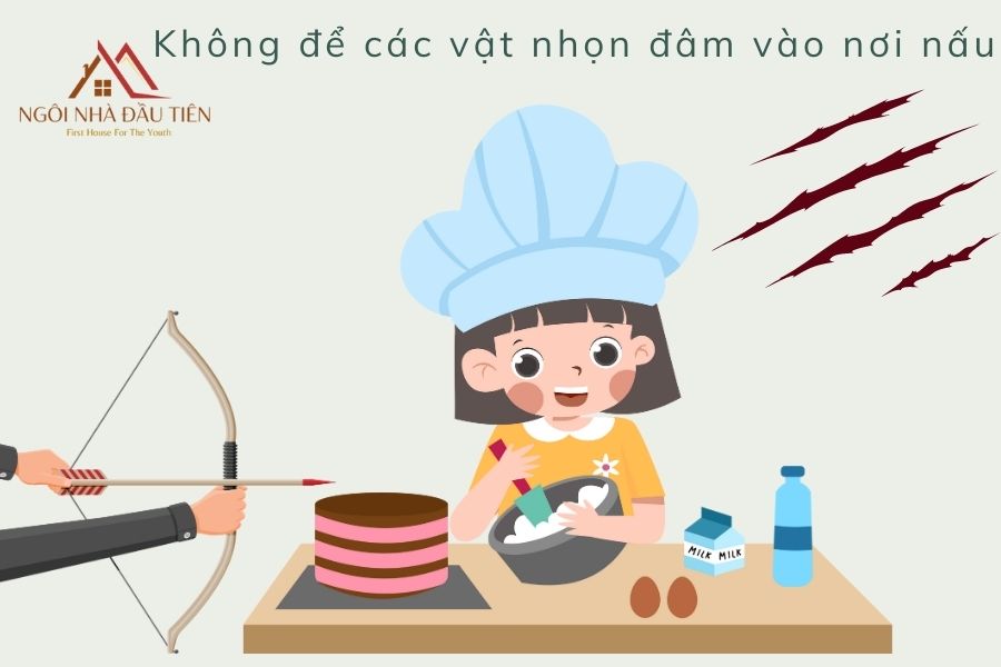 Không nên để các vật góc nhọn đâm vào nơi nấu