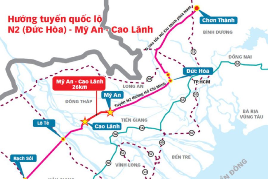 Tuyến Quốc lộ N2, đoạn qua Mỹ An, Cao Lãnh